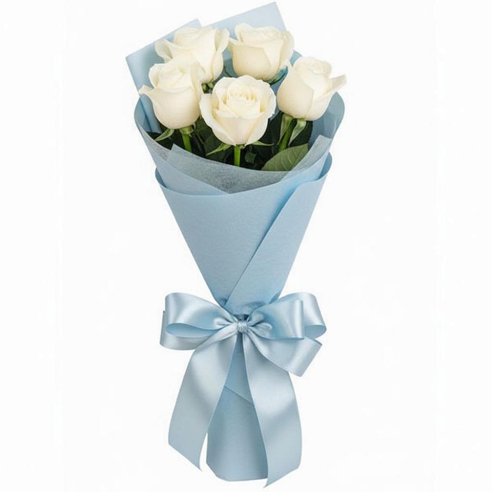 Букет 5 Белых роз Проуд в Ягул