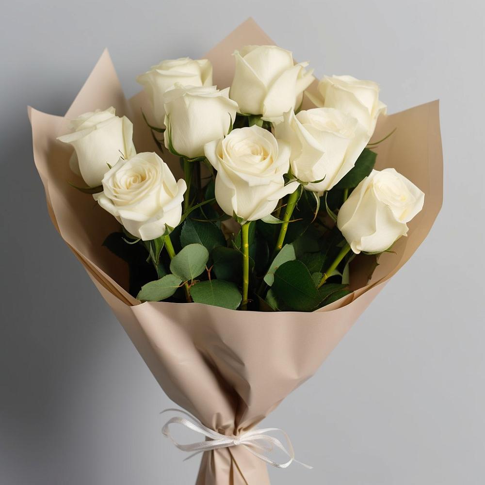 Букет 9 Белых роз Эдлесс Лав в Ягул