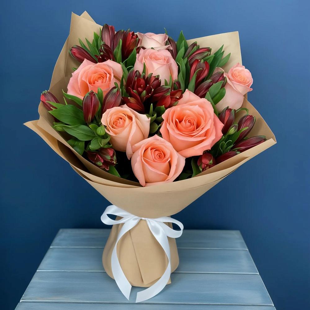 Букет цветов из: Розы и Альстромерии в Ягул