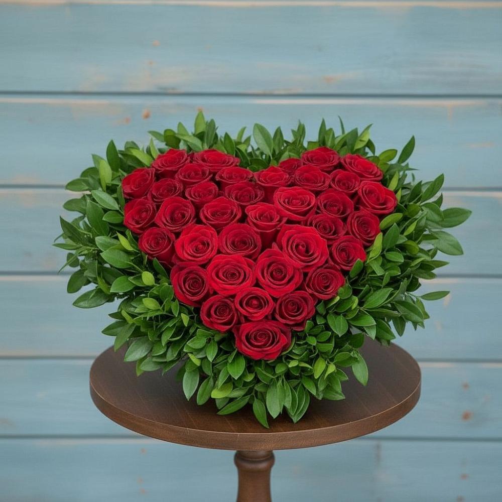 Цветочная композиция из Розы в виде сердца в Ягул