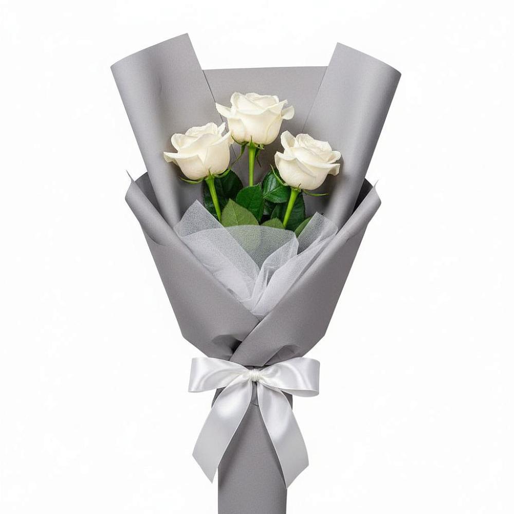 Букет 3 белые розы в Ягул