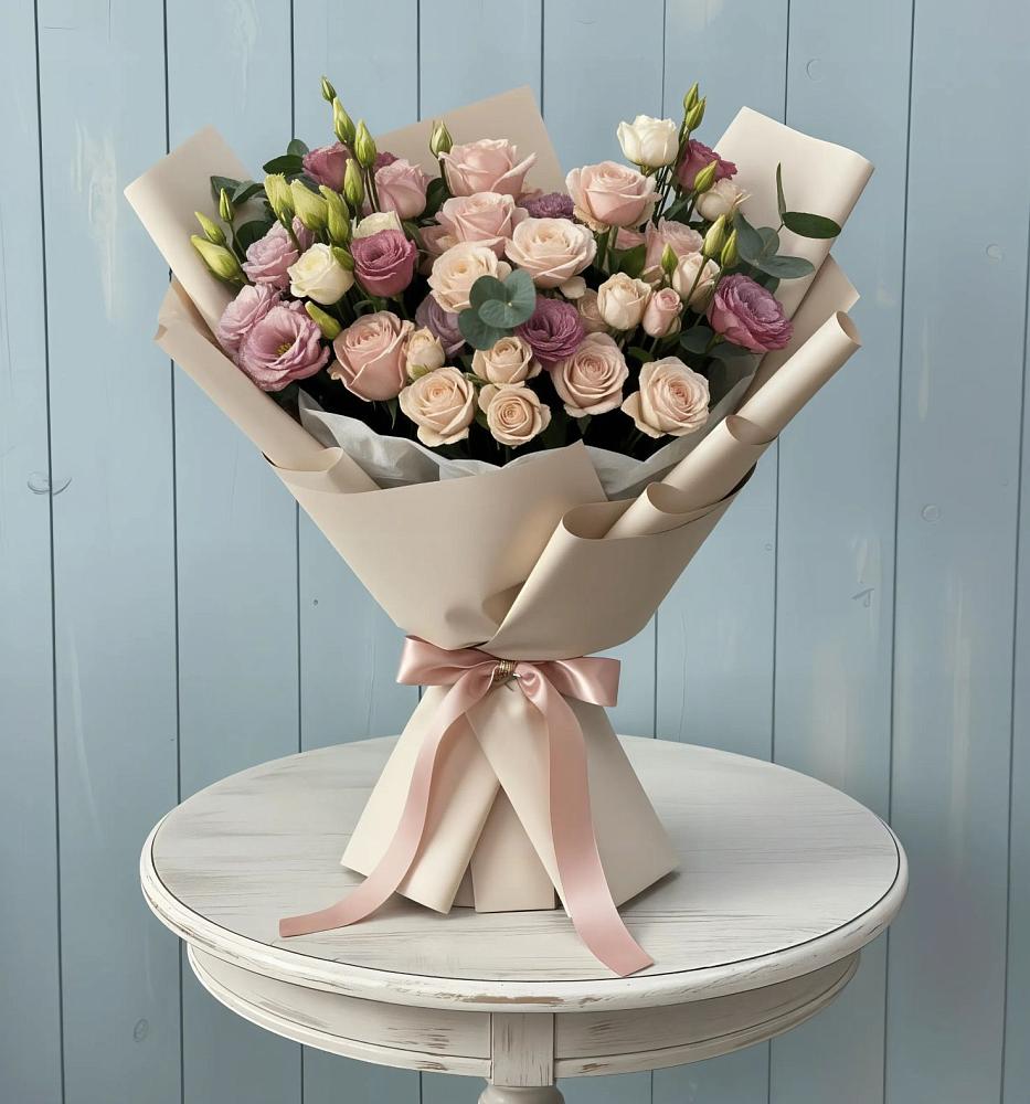 Букет цветов из: Розы и Лизиантусы в Ягул