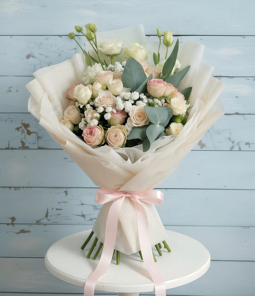 Букет цветов из: Розы и Лизиантусы в Ягул