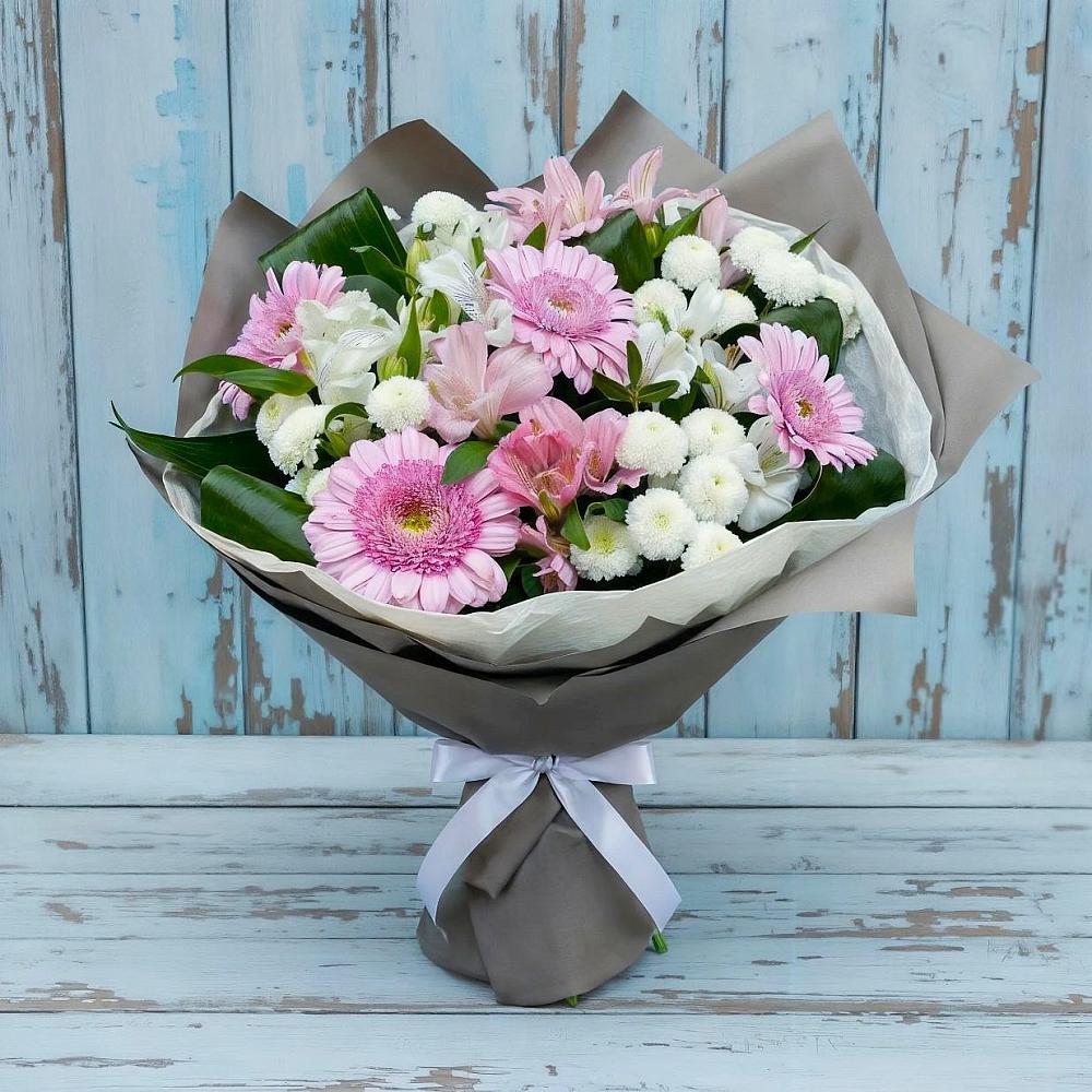 Букет цветов из: Герберы, Альстромерии и Хризантемы в Ягул