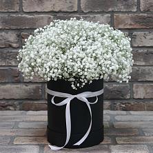 Цветочная композиция из Гипсофила в шляпной коробке в Ягул