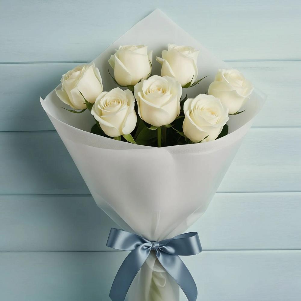 Букет 7 Белых роз Эдлесс Лав в Ягул