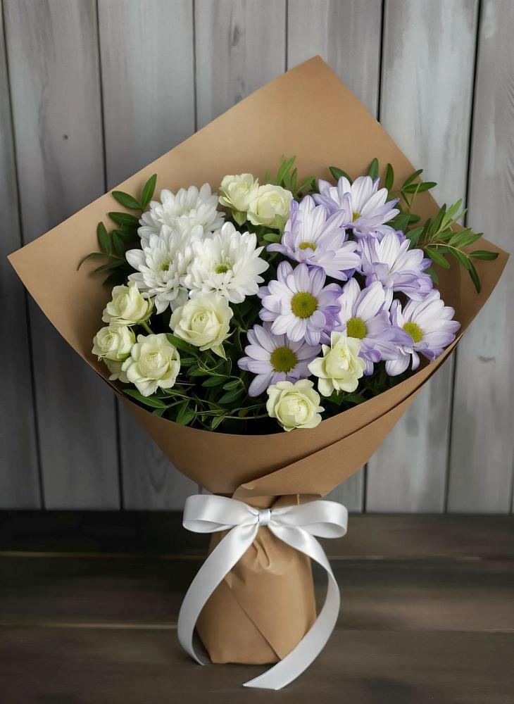 Букет цветов из: Хризантемы и Розы в Ягул